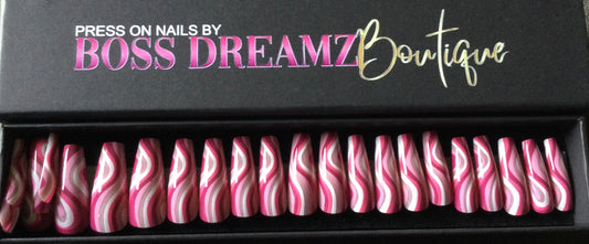 Pink Swirl Press on Nails